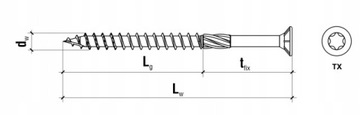 ШУРУРЫ СТОЛЯНЫЕ ПО ДЕРЕВО 8х80 КОНИЧЕСКИЕ TORX 50шт WKCS-08080 KLIMAS