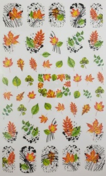осенние клейкие наклейки для ногтей оранжевые листья