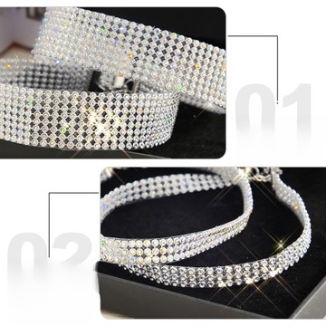 DIAMENTOWY CHOKER BIŻUTERIA NASZYJNIK KOŁNIERZ WIELOWARSTWOWE PEŁNE NASZYJNIKI