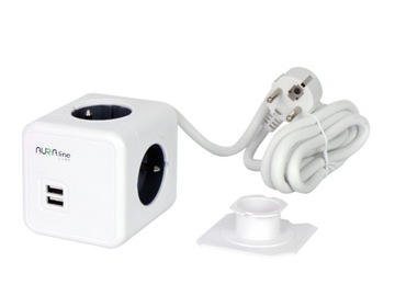 Przedłużacz ROZGAŁĘŹNIK CUBE Złodziejka 4xgniazda 230V 2xUSB biały AURALINE