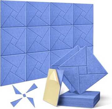 PANELE AKUSTYCZNE NIEBIESKIE WE WZORY 30X30X1 12 SZTUK SAMOPRZYLEPNE PREMIU