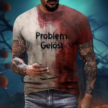 Хэллоуин футболка мужская повседневная блузка с круглым вырезом всплеск крови