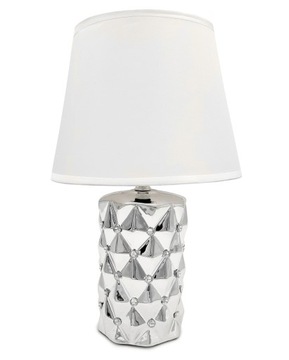 SREBRNA LAMPA STOŁOWA NOWOCZESNA LAMPKA NOCNA DEKORACYJNA