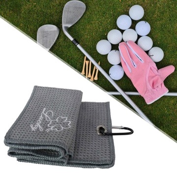 Полотенце для гольфа с карабином, переносное, впитывающее, серое