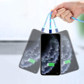 МАГНИТНЫЙ КАБЕЛЬ 3в1 ДЛЯ IPHONE MICRO USB TYPE-C 1м