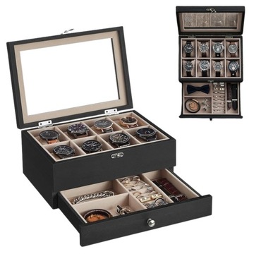 Шкатулка-витрина Songmics JOW008B01 для ювелирных изделий и часов