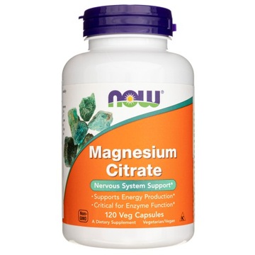 Now Foods Magnesium Citrate 120 kapsułek VEGE Suplement diety