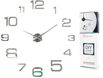 ZEGAR 3D Z EFEKTEM LUSTRA NAKLEJANY DIY DUŻY