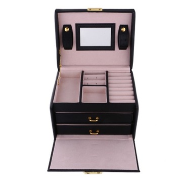 Large Portable Artifical Leather Case Holder Black