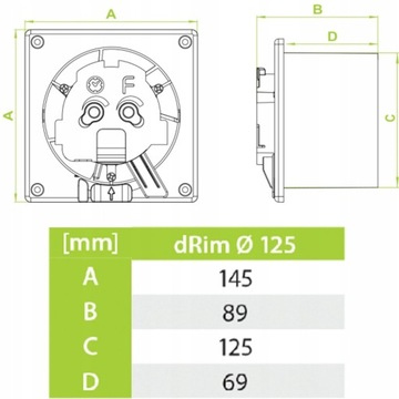ВЕНТИЛЯТОР С СЕРЫМ ДАТЧИКОМ ДВИЖЕНИЯ Fi125