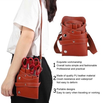 ПОЯС ПАРИКМАХЕРСКИЙ РЕМЕНЬ ДЛЯ ИНСТРУМЕНТОВ НОЖНИЦЫ, КОЖА КОРИЧНЕВЫЙ