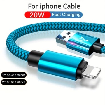 Нейлоновый USB-кабель для зарядки длиной 2 м подходит для IPhone 15 11 12 13 1 LLWL
