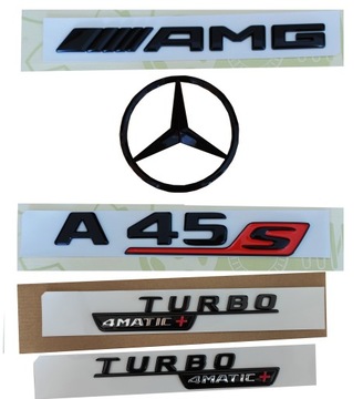 Mercedes Emblematy A45 s Czarny błysk AMG a45 s