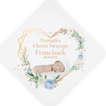 SZATKA DO CHRZTU NA CHRZEST zdjęcie IMIĘ DATA KW