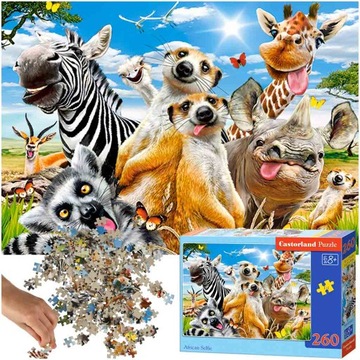 Puzzle układanka 260 elementów Afrykańskie zwierzęta 8+
