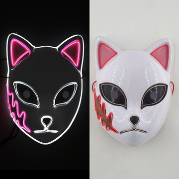 Светодиодная светящаяся маска кошки, косплей, Хэллоуин, карнавал