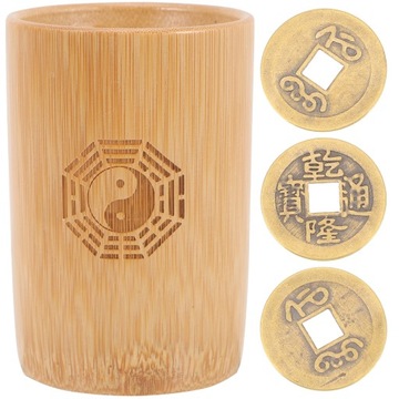 I Ching Divination Bambusowa rurka Amulet bogactwa monet