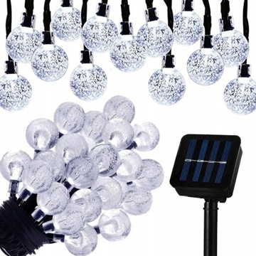 GIRLANDA LAMPKI SOLARNE OGRODOWE 50LED 9.5M ZIMNA