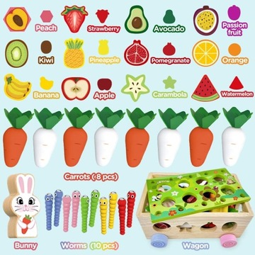 АРКАДНАЯ ЛОГИЧЕСКАЯ ИГРА ДЕРЕВЯННАЯ СОРТИРОВКА МОРКОВЬ КРОЛИК ЧЕРВЯКИ