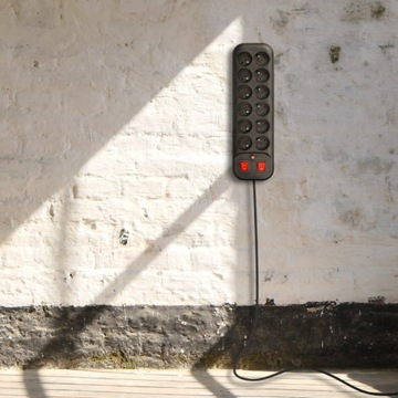 Listwa Zasilająca Przedłużacz dwurzędowy 12 gniazd 2 włączniki czarny 1,8 m