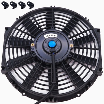 CIENKI WENTYLATOR CHŁODNICY 12V TŁOCZĄCY PŁASKI WIATRAK SAMOCHODOWY 30cm