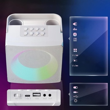 КАРАОКЕ-МАШИНА BLUETOOTH 5.0 ДИНАМИК 2 БЕСПРОВОДНЫХ МИКРОФОНА СВЕТОДИОД USB