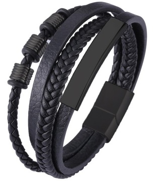 Кожаный браслет для ПАПЫ с ГРАВИРОВКОЙ, сталь 316Л.