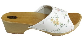 Białe drewniaki damskie D04 36