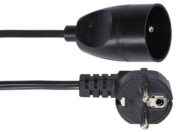 Одинарный удлинитель с заземлением, 5 м, черный