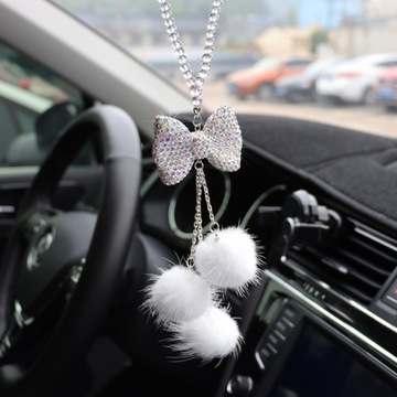 Samochód Bling Kryształ ŁukWęzeł Wisiorek Akcesori, White