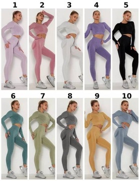 КОМПЛЕКТ ДЛЯ ФИТНЕСА ЙОГА СПОРТИВНЫЙ КОМПЛЕКТ ЛЕГГИНСЫ ТОП S