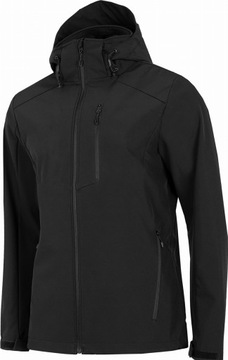 SPORTOWA WIOSENNA KURTKA MĘSKA SOFTSHELL PRZEJŚCIOWA 5000 KAPTUR CZARNA 4XL