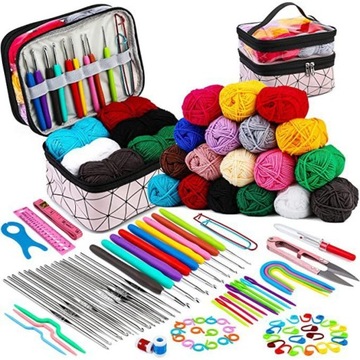 105SZT SZYDEŁEK W ETUI WŁÓCZKI BAWEŁNIANE ZESTAW