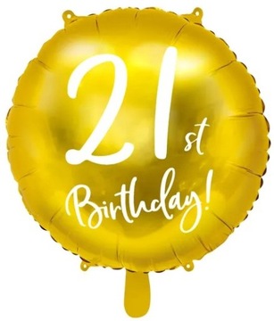 Balon foliowy 21st Birthday złoty 45cm urodzinowe