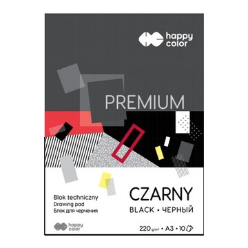 BLOK techniczny HAPPY COLOR A3 220g PREMIUM czarny