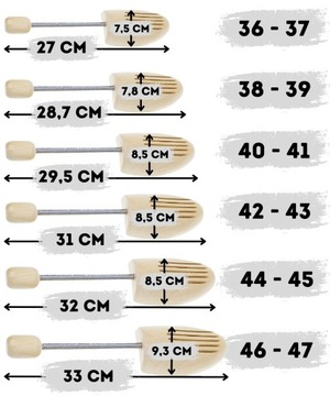 Prawidła drewniane do rozciągania butów usztywniacze kopyto szewskie 36-37
