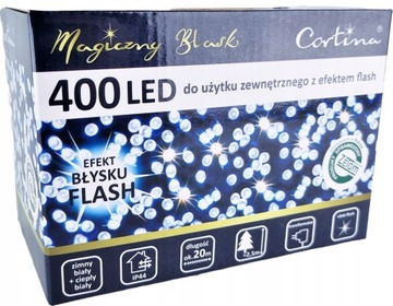 Lampki LED 400L CW+WW na transf. efekt flesz wodoodporne 20 m na dom balkon