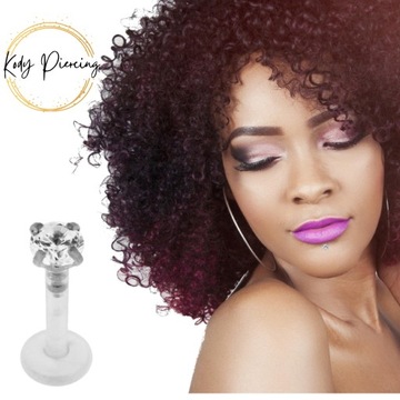 Labret Piercing Jewelery Bioflex Round Crystal Set