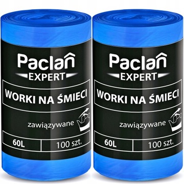 Worki na Smieci PACLAN EXPERT Wiazane 60L 200 szt