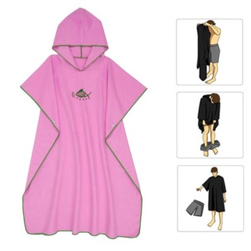 Пончо для серфинга для смены одежды, быстросохнущий гидрокостюм из микрофибры для взрослых розового цвета.