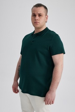 SLIM FIT KOSZULKA POLO ZIELONA KRÓTKI RĘKAW CASUAL DEFACTO XS