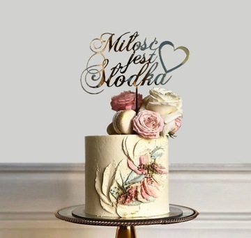 Топпер для торта LOVE IS SWEET, золотой