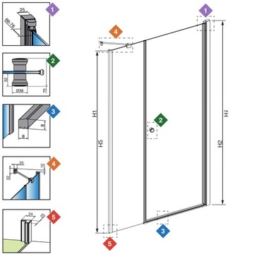 Стеклянные душевые двери 100 П графит
