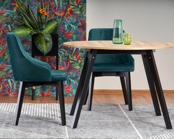 Раздвижной стол РУБЕН из ремесленного дуба/ХАЛМАР черный - идеально подходит для гостиной