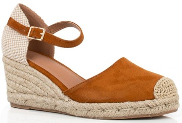 8093 CAMEL SANDAŁY ESPADRYLE NA KOTURNIE 38