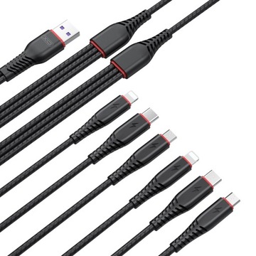 КАБЕЛЬ XO 1 и 2 м, 6 в 1, USB — Micro USB-C LIGHTNING