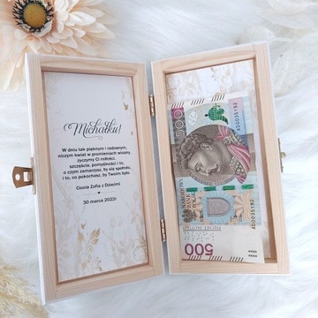 БЕЛАЯ коробочка для денег * ДЕНЬ РОЖДЕНИЯ УФ печать