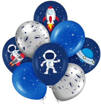 Zestaw balonów KOSMOS 8szt 30cm ASTRONAUTA RAKIETA UFO