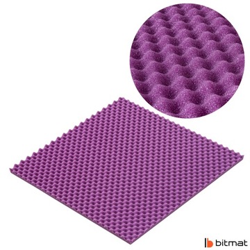 Звукоизоляционный коврик из акустической пены Вафли синусоидальные волны фиолетовый 50х50 2см