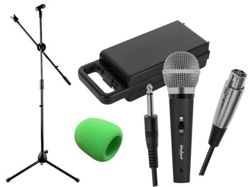 Zestaw Statyw do Mikrofonu z Mikrofon dynamiczny Rebel DM-525 +gąbka zielon